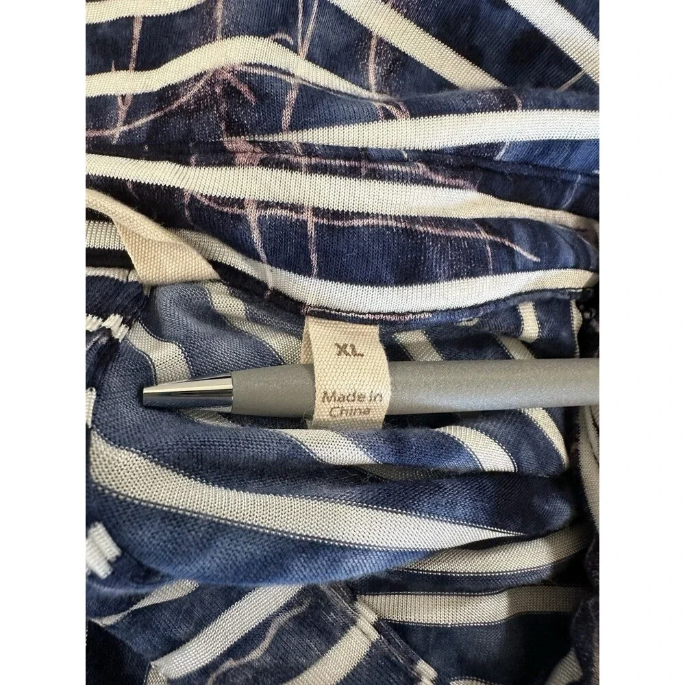 Soft Surroundings Knit Shirt Sz XL Blue Button Up,  Button Back Top Long Sleeve